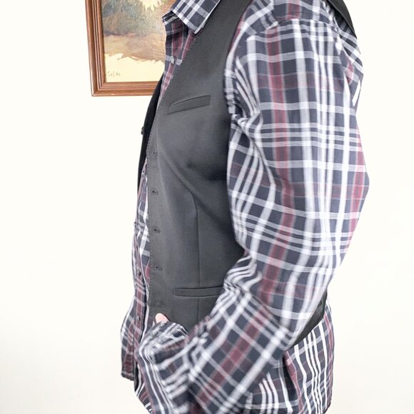Express Five Button Wool Blend Vest Top Men's Small Black Casual - Picture 2 of 9